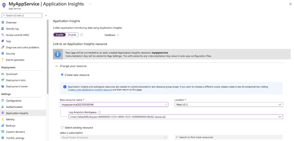 Screenshot that shows the Change your resource dropdown.