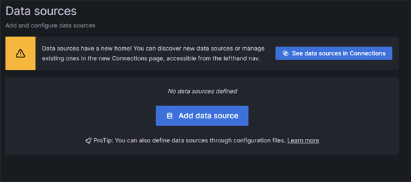 Grafana Add Data Source Menu
